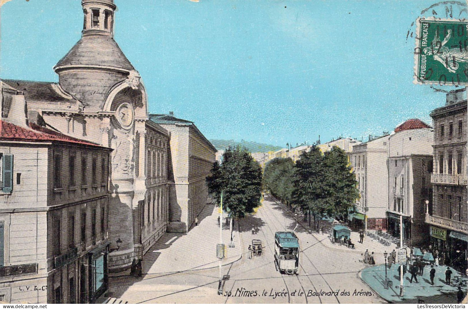 FRANCE - 30 - Nîmes - Le Lycée Et Le Boulevard Des Arênes - Carte Postale Ancienne - Nîmes
