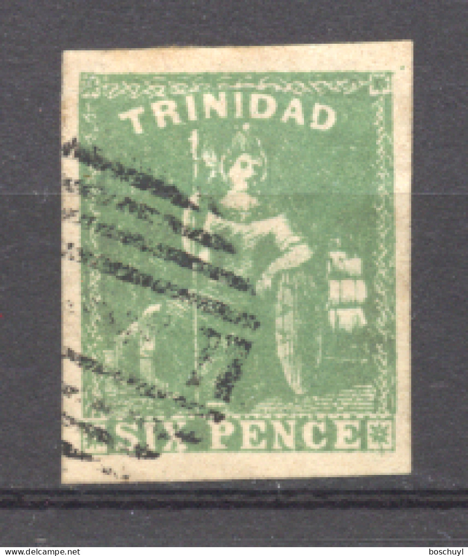 Trinidad And Tobago, 1859, Britannia Definitive, 6 P., Imperforated, Used, Michel 9 - Trinidad & Tobago (...-1961)