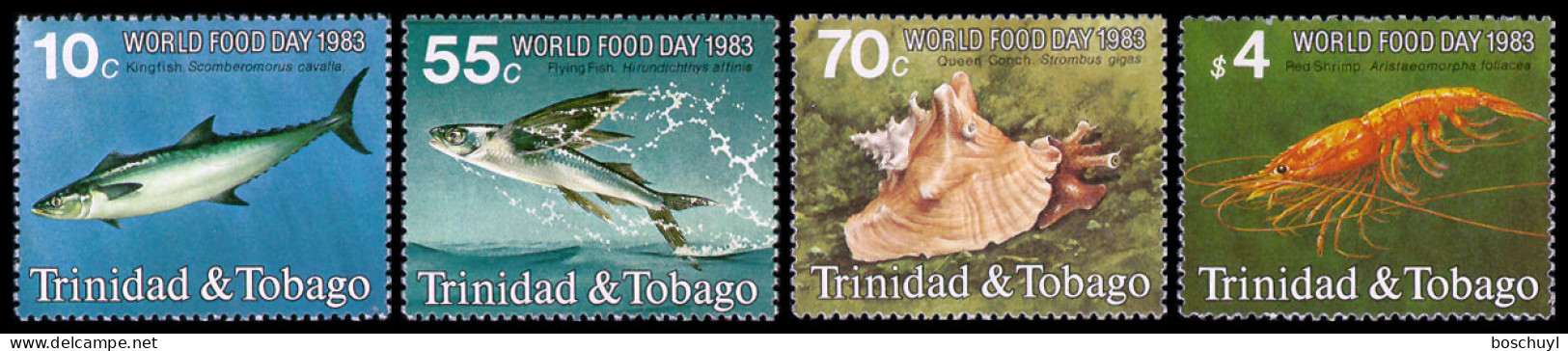 Trinidad And Tobago, 1983, World Food Day, FAO, United Nations, Fish, Shells, MNH, Michel 475-478 - Trinidad & Tobago (1962-...)