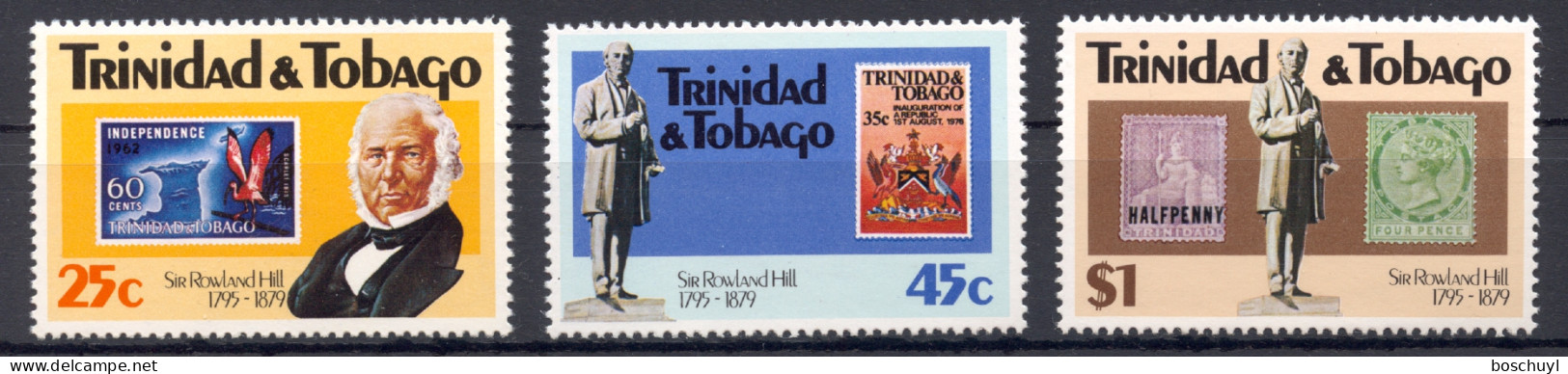Trinidad And Tobago, 1979, Sir Rowland Hill, UPU, United Nations, Stamps On Stamps, MNH, Michel 401-403A - Trinidad & Tobago (1962-...)