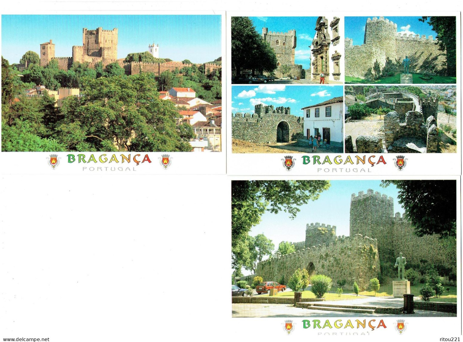 Lot 3 Cpm - Portugal - Bragança - Château - MONUMENT Voiture Blason - Bragança