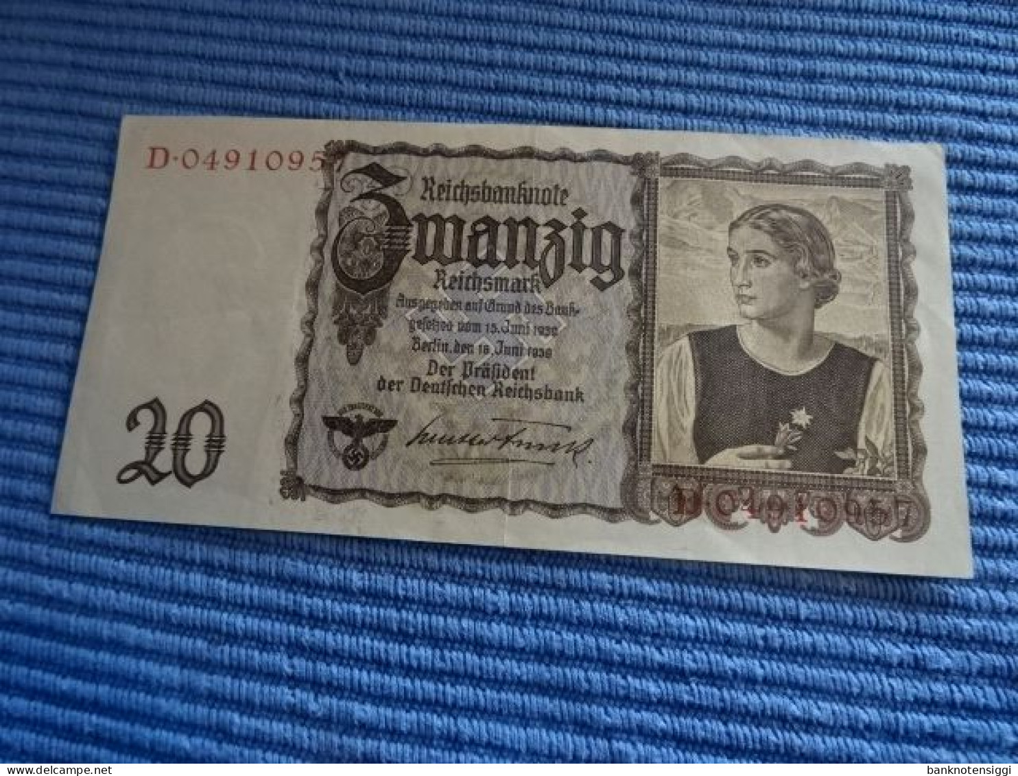 Banknote 20 Reichsmark  16.6.1939 (Tirolerschein) - 20 Reichsmark
