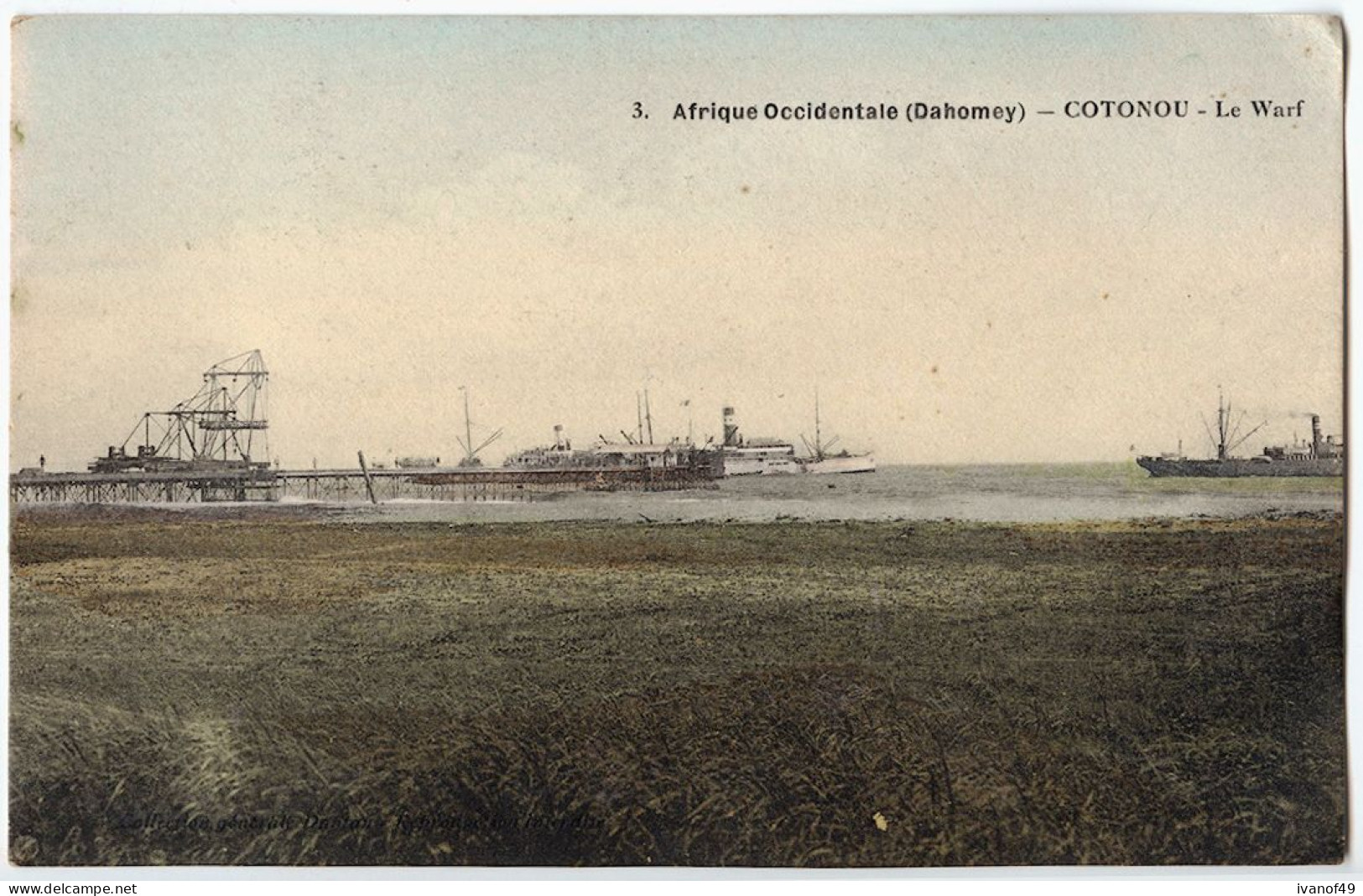 Afrique Occidentale (Dahomey) - CPA - COTONOU - Le Warf - Ponton, Bateaux, Navires, Carte Colorisée - Dahomey