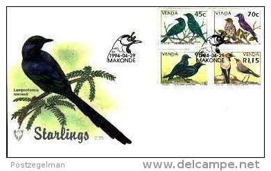 VENDA, 1994, Birds, Starling,  Mint First Day Cover,  2.35 - Venda