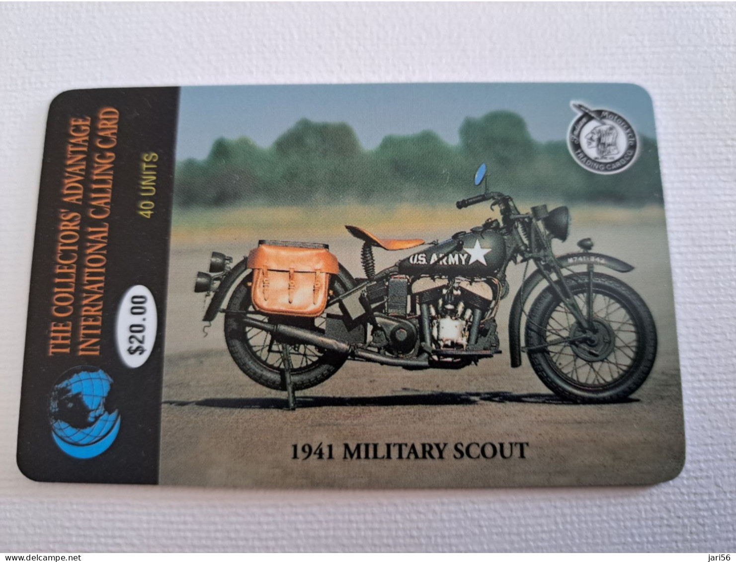 UNITED STATES AMERICA  / $20,-  MOTORCYCLE / 1941 MILITARY SCOUT  1500 EX   PREPAID MINT    ** 13848** - Amerivox