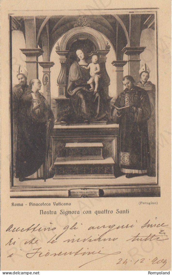 CARTOLINA  LAZIO,ROMA-PINACOTECA VATICANO (PERUGINO)-NOSTRA SIGNORA CON QUATTRO SANTI-BELLA ITALIA,NON VIAGGIATA (1909) - Mostre, Esposizioni