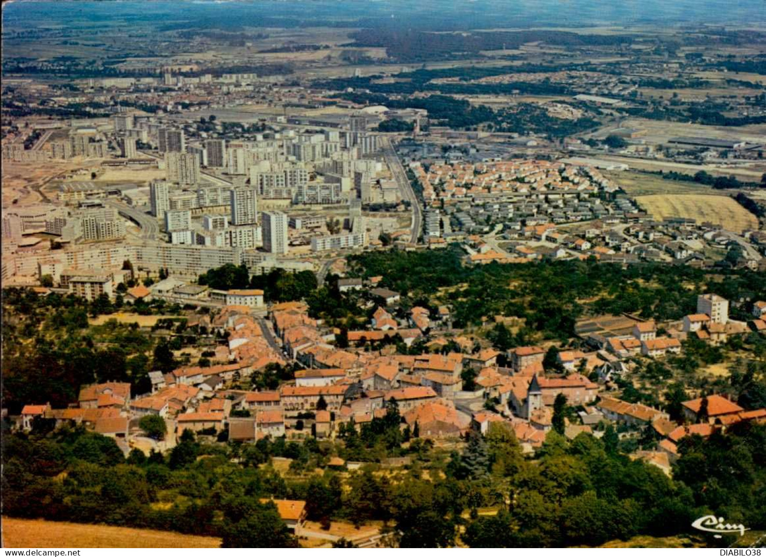 VANDOEUVRE     ( MEURTHE ET MOSELLE )    VUE AERIENNE , LE VILLAGE ET LA Z.U.P. - Vandoeuvre Les Nancy