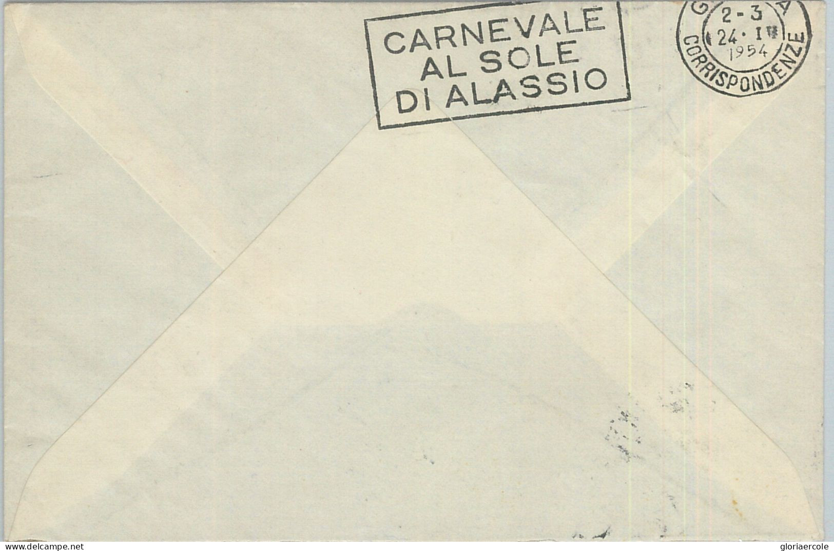 75996 - ITALY - Postal History - Advertising Postmark On Cover 1954 Carnival ALASSIO - Carnaval