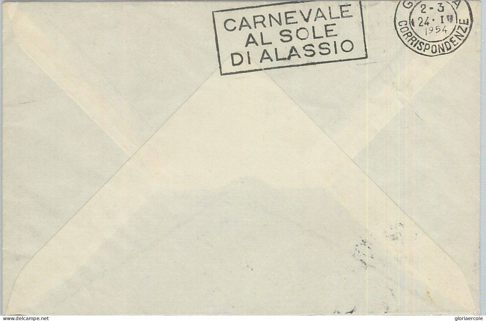 75996 - ITALY - Postal History - Advertising Postmark On Cover 1954 Carnival ALASSIO - Carnival