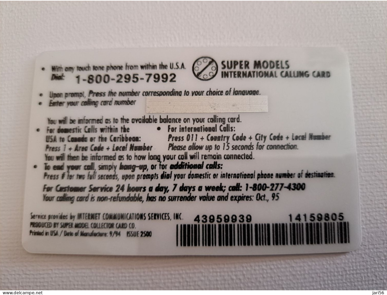 UNITED STATES AMERICA  / $5,-  / SUPER MODELS  2500 EX /     PREPAID MINT** 13859** - Amerivox