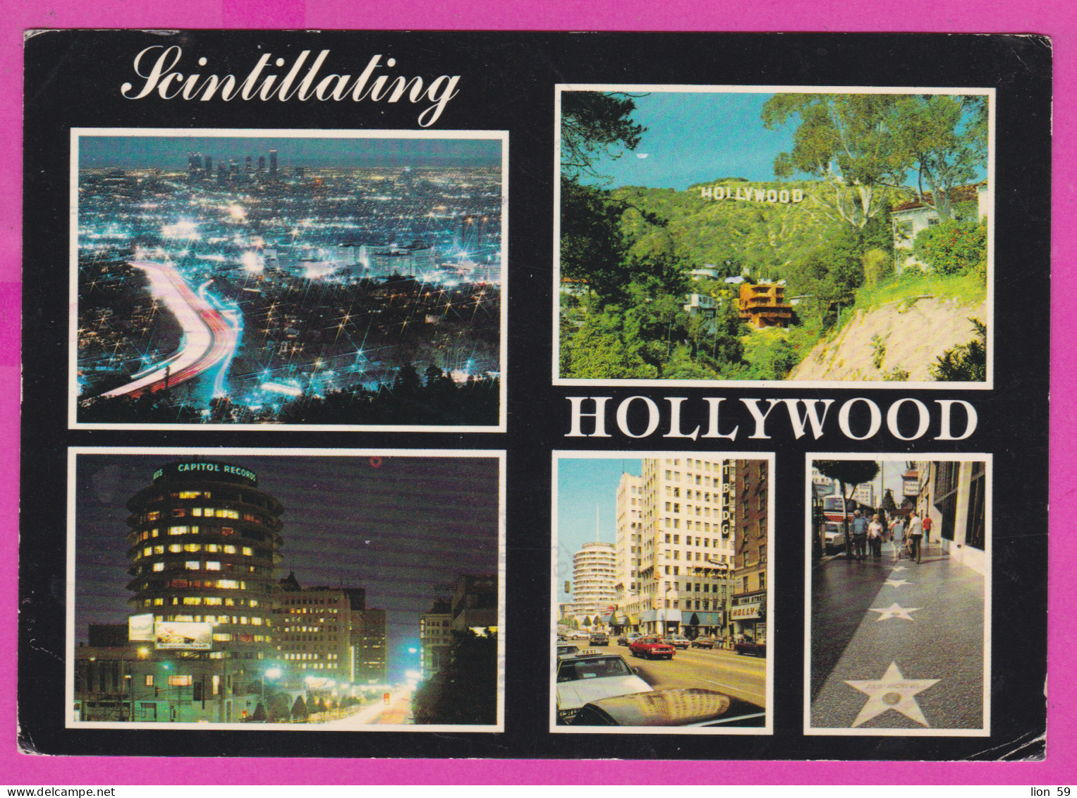 292502 / United States  Los Angeles Scintillating Hollywood Night PC USED (O) 1984  - 20 C. Flag Over Supreme Court - Los Angeles