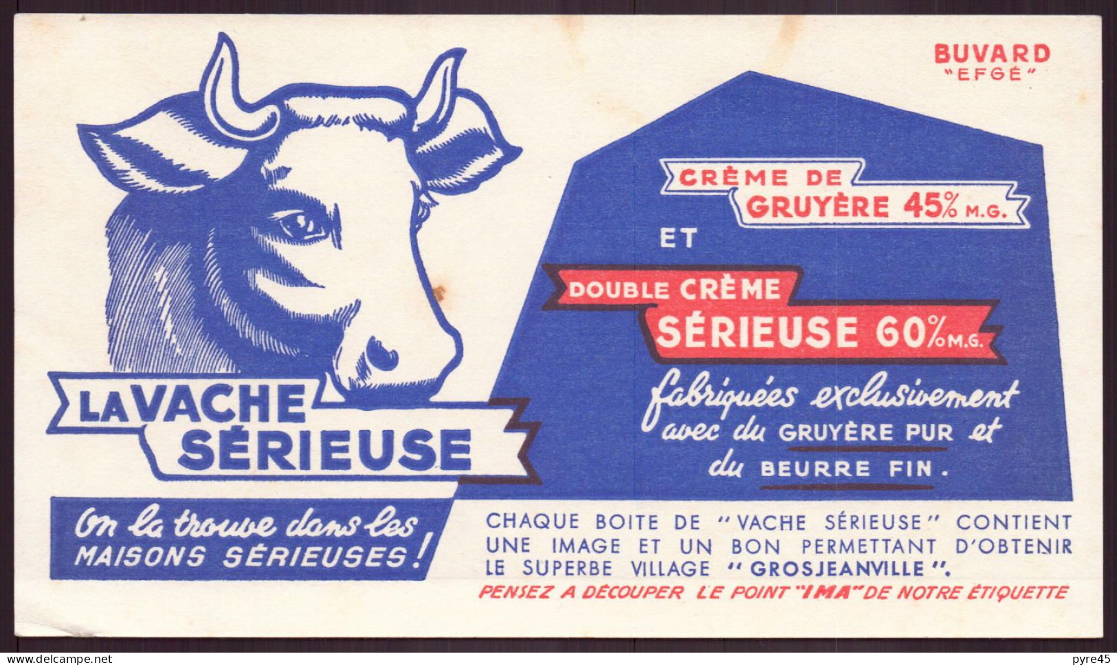 Buvard ( 18 X 10 Cm ) " La Vache Sérieuse " ( Pliures, Rousseurs ) - Leche