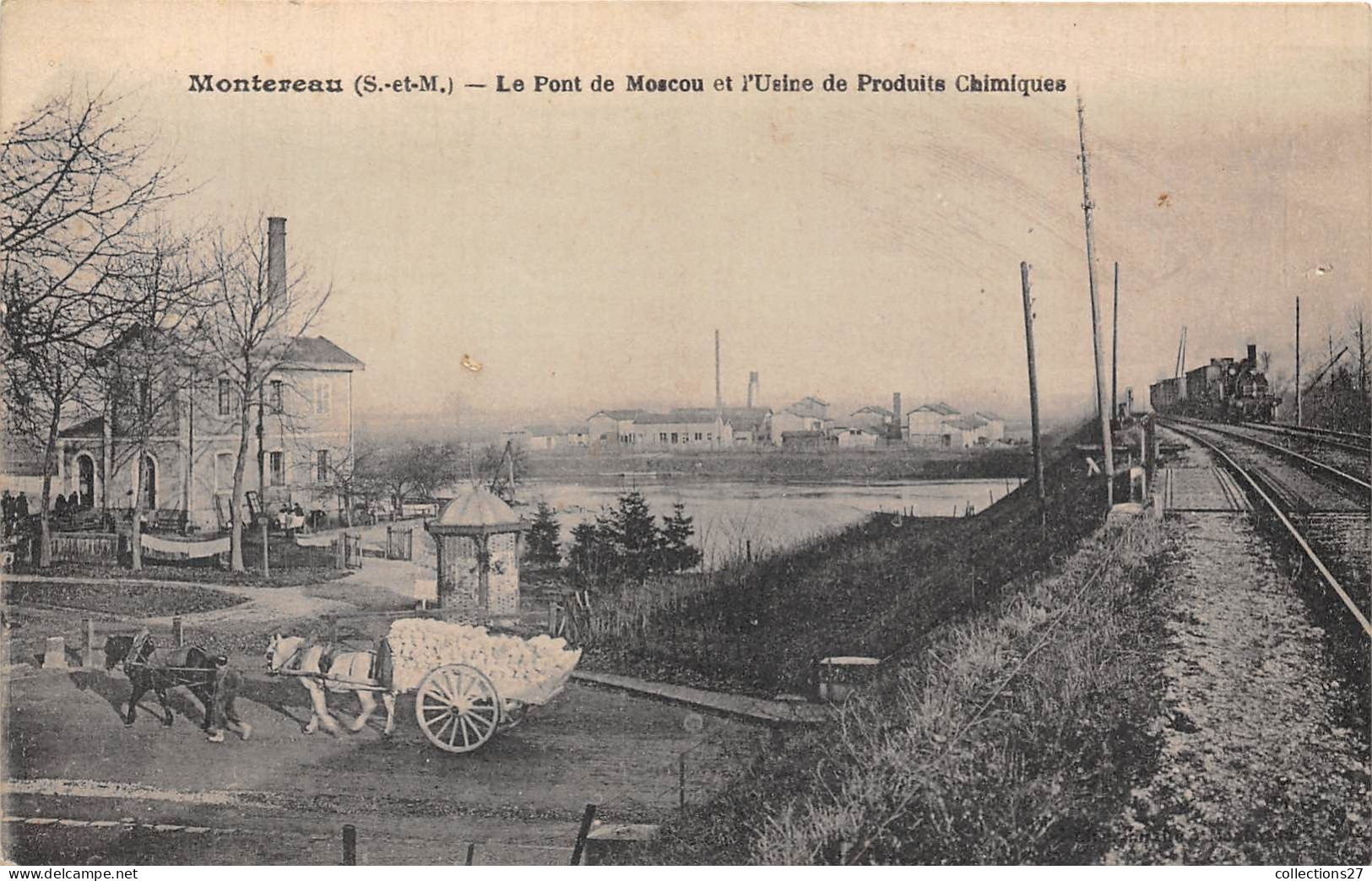 77-MONTEREAU- LE PONT DE MOSCOU ET L'USINE DE PRODUITS CHIMIQUE - Montereau