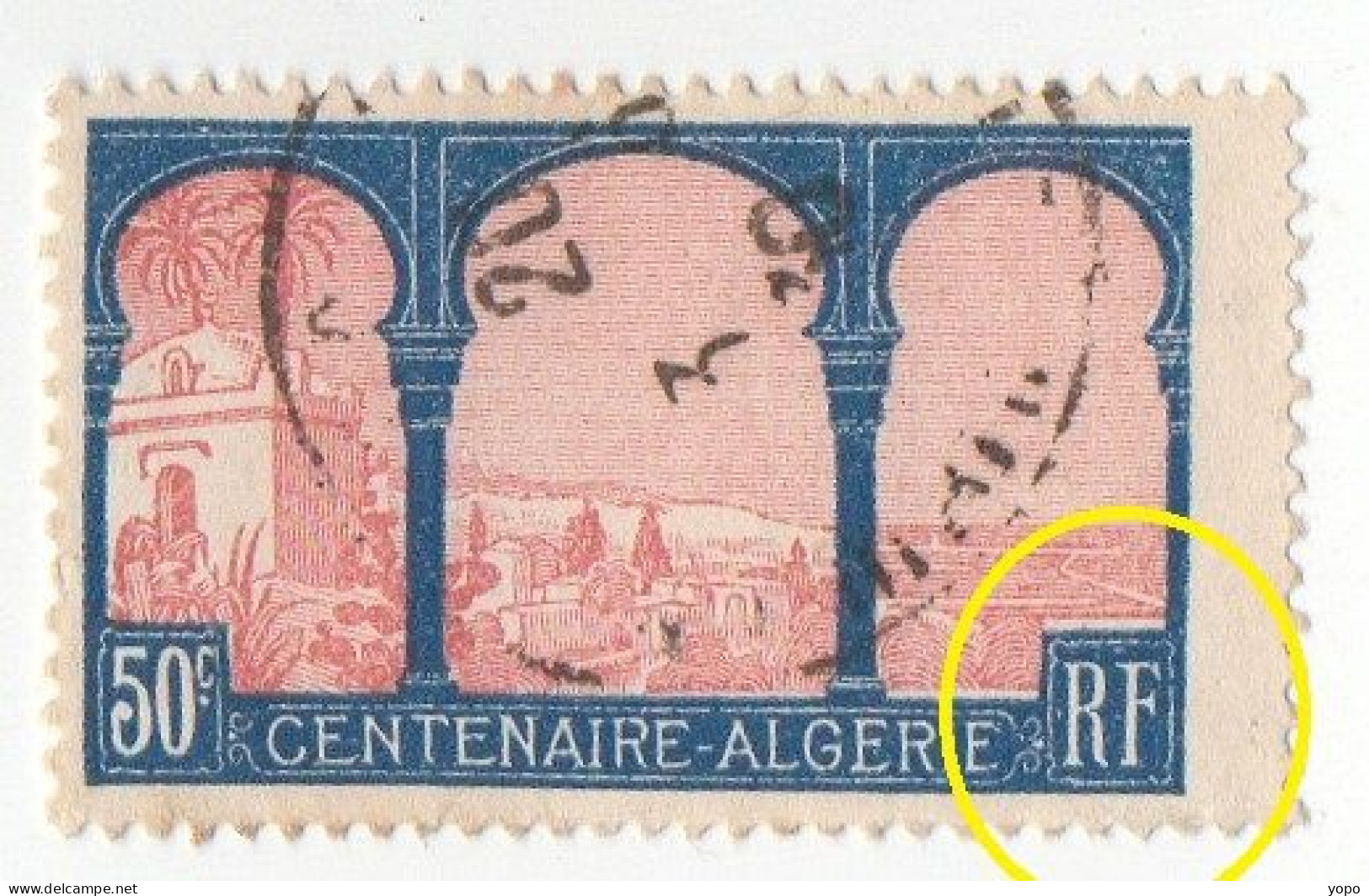 Variété Timbre N° 263 Centenaire De L’Algérie Française Avec Décalage Couleur - Used Stamps