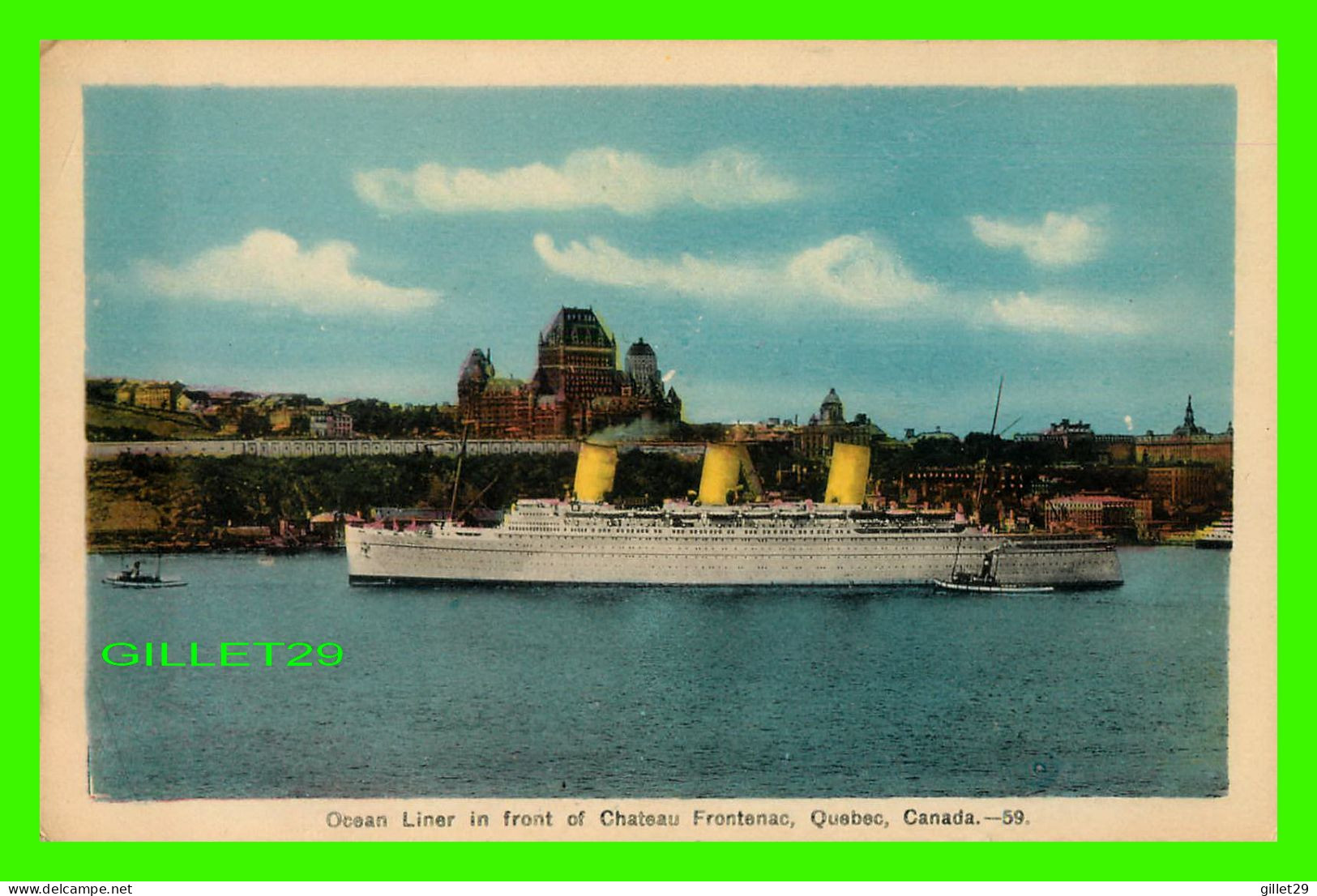 CHÂTEAU FRONTENAC, QUÉBEC - OCEAN LINER IN FRONT OF CHÂTEAU FRONTENAC, QUÉBEC - TRAVEL IN 1944 - PECO - - Québec - Château Frontenac