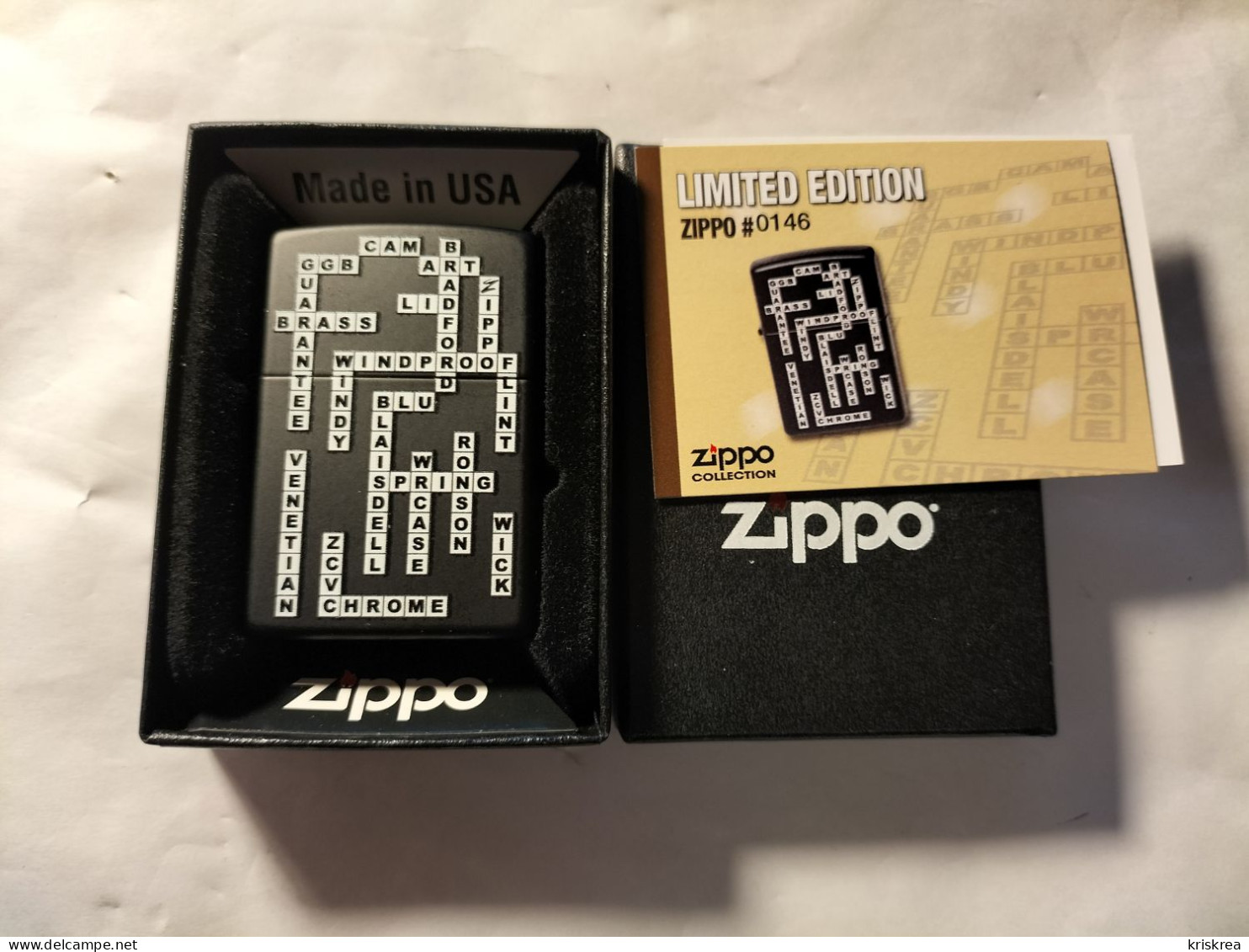 Briquet à Essence Zippo édition Limitée. Mots Croisés. - Zippo