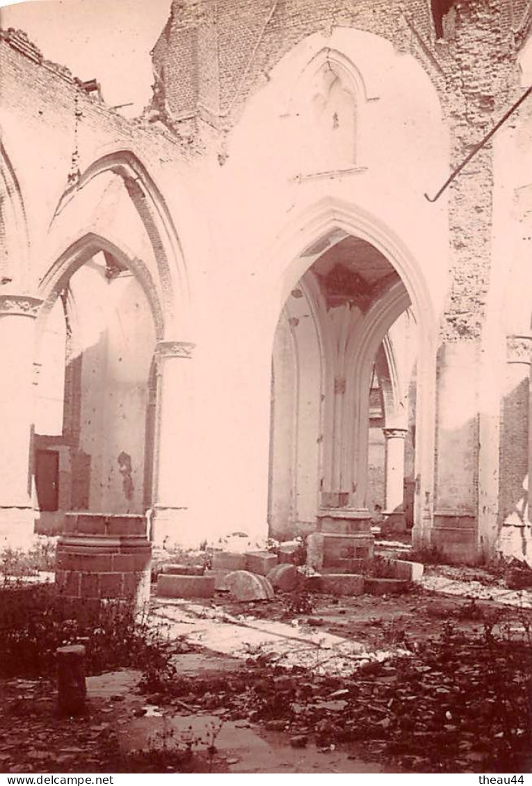 BELGIQUE - LO-RENINGE - Lot De 4 Clichés Albuminés Des Ruines De L'Eglise De LOO  - Guerre 1914-18 - Voir Desc - Lo-Reninge