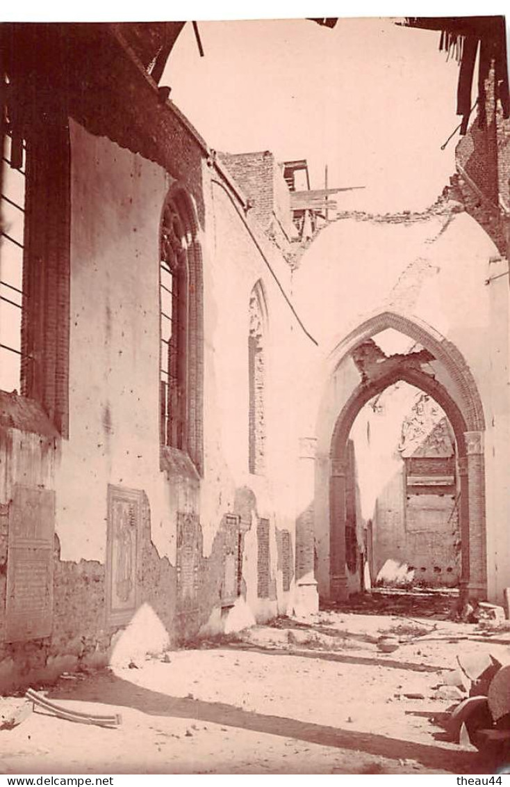 BELGIQUE - LO-RENINGE - Lot De 4 Clichés Albuminés Des Ruines De L'Eglise De LOO  - Guerre 1914-18 - Voir Desc - Lo-Reninge