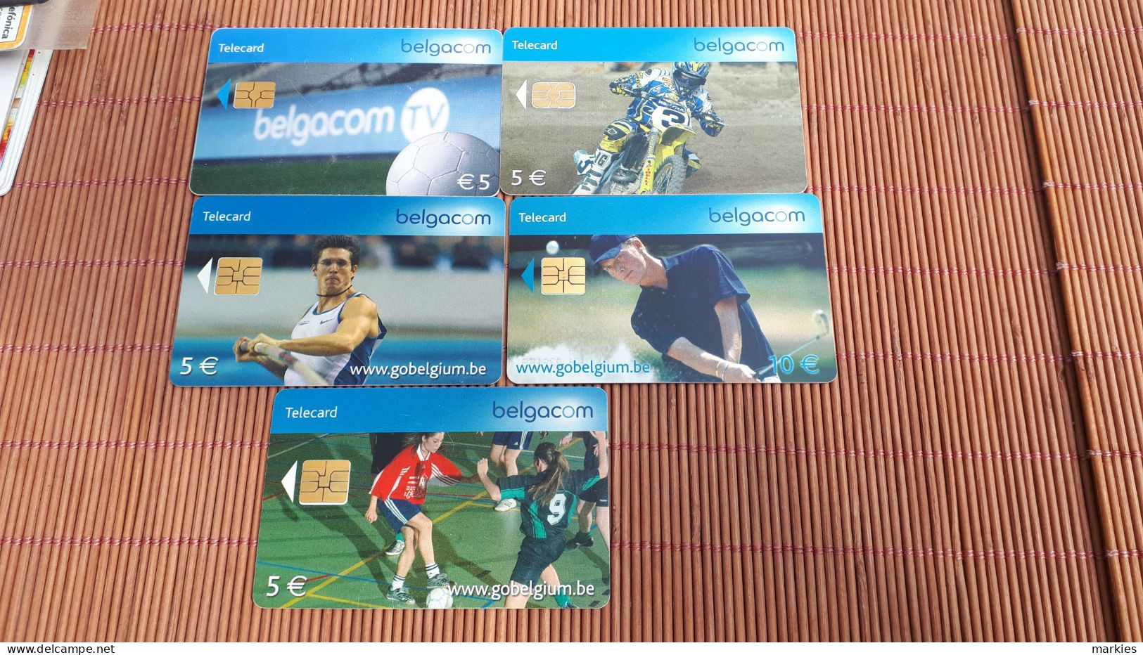 5 Phonecards Sport Belgium Low Issue Rare - With Chip