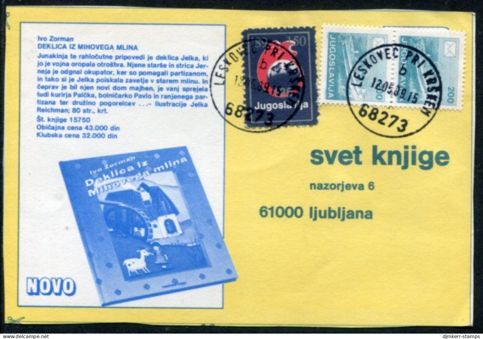 YUGOSLAVIA 1989 Red Cross Week 150 D. Tax Used On Commercial Postcard.  Michel ZZM 168 - Liefdadigheid