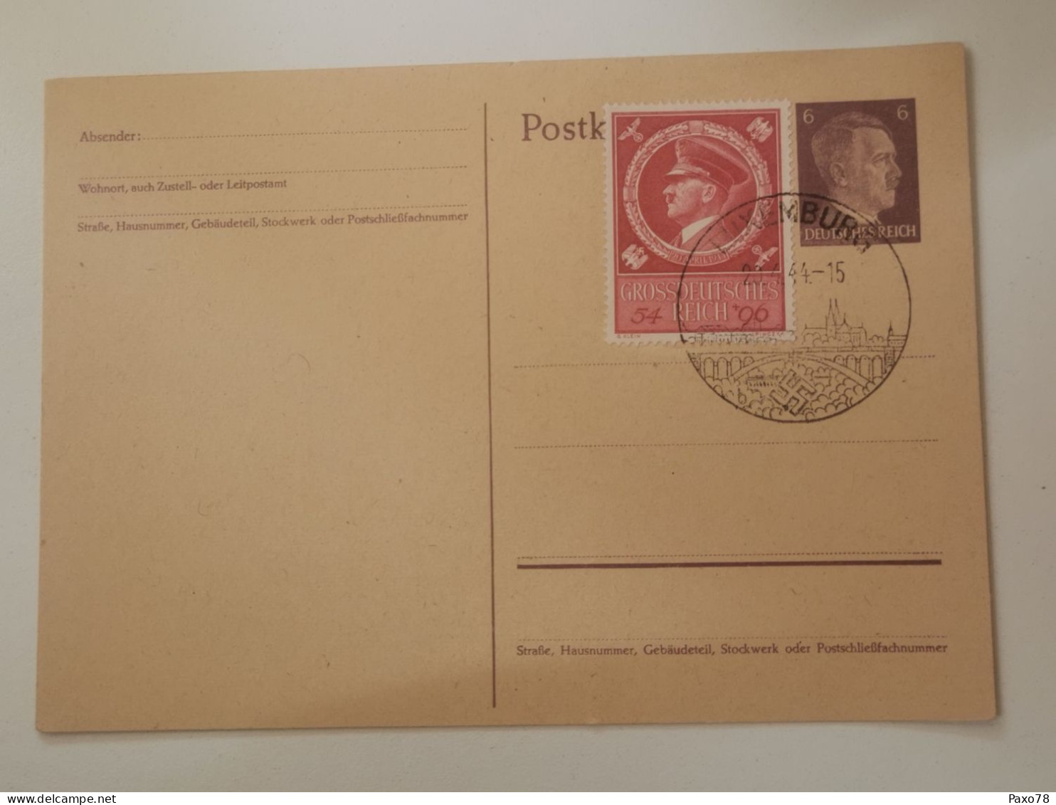 Postkarte, Oblitéré Luxembourg 1944 - 1940-1944 Deutsche Besatzung