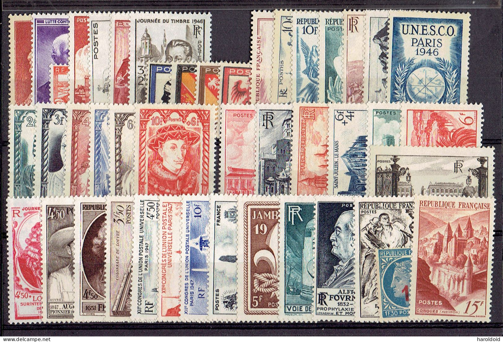 FRANCE ANNEES COMPLETES - 1946/1947 - N°748/792 - XX MNH TTB - 1940-1949