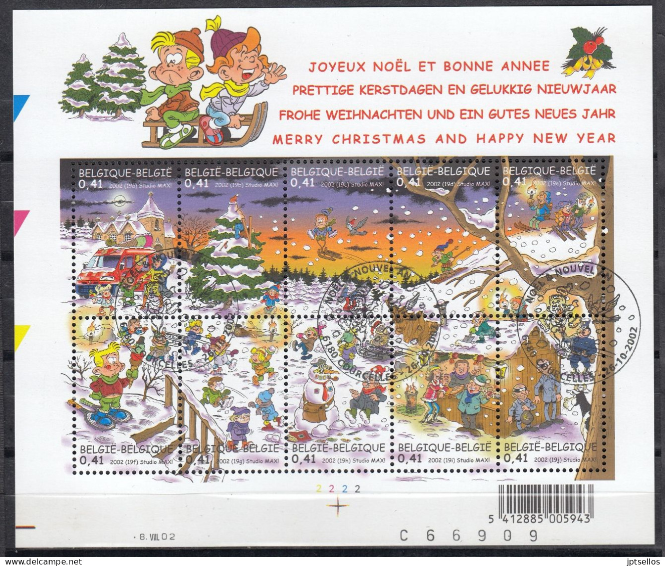 BELGIQUE 2002 Nº 3092/3101 EN BLOQUE USADO 1º DIA - Used Stamps