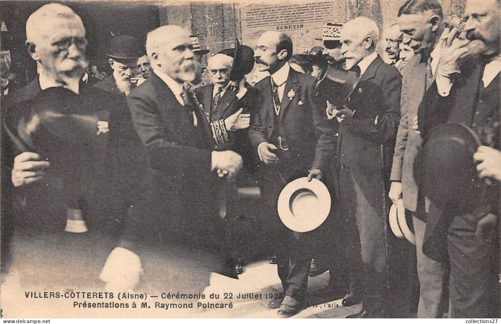 02-VILLERS-COTTERETS- CEREMONIE DU 22 JUILLET 1923 PRESENTATIONS A MR RAYMOND POINCARE - Villers Cotterets