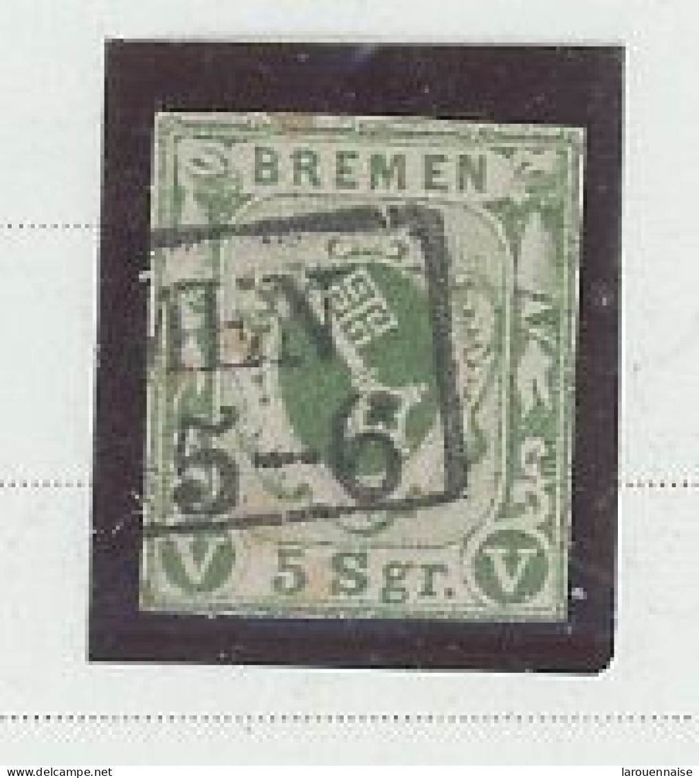 ALLEMAGNE -BREME -1855-61.N°4 -5.S VERT -Obl-Etat TB -AU FILET - Bremen