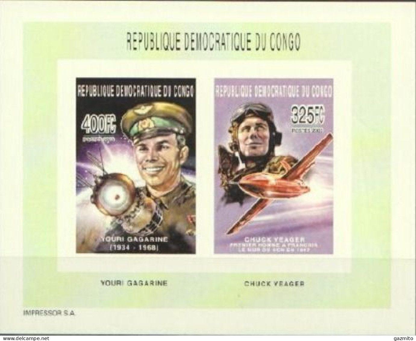 Congo Ex Zaire 2003, Space, Gagarin, 2val In BF IMPERFORATED - Comores (1975-...)