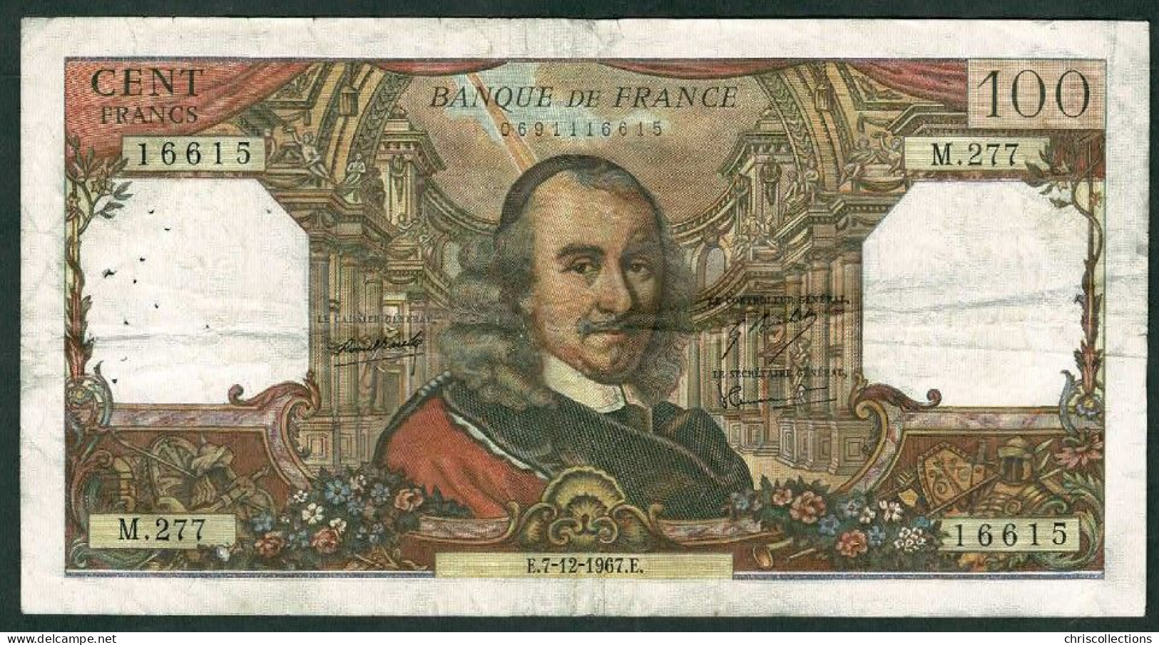 FRANCE - 100 Francs Corneille - 7/12/1967 - TB+ - F. : 65/19 - N° De Billet : 16615 - 100 F 1964-1979 ''Corneille''