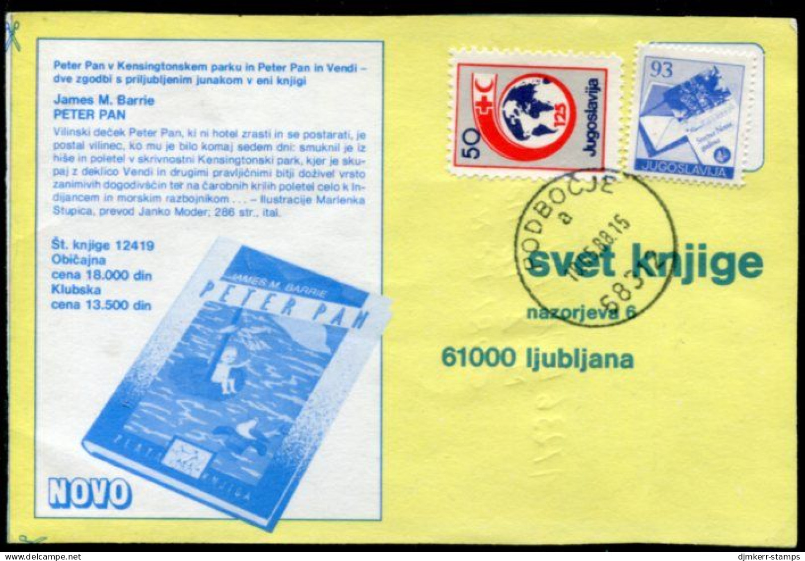 YUGOSLAVIA 1988 Commercial Postcard With Red Cross Week 50d Tax.  Michel ZZM154 - Beneficiencia (Sellos De)