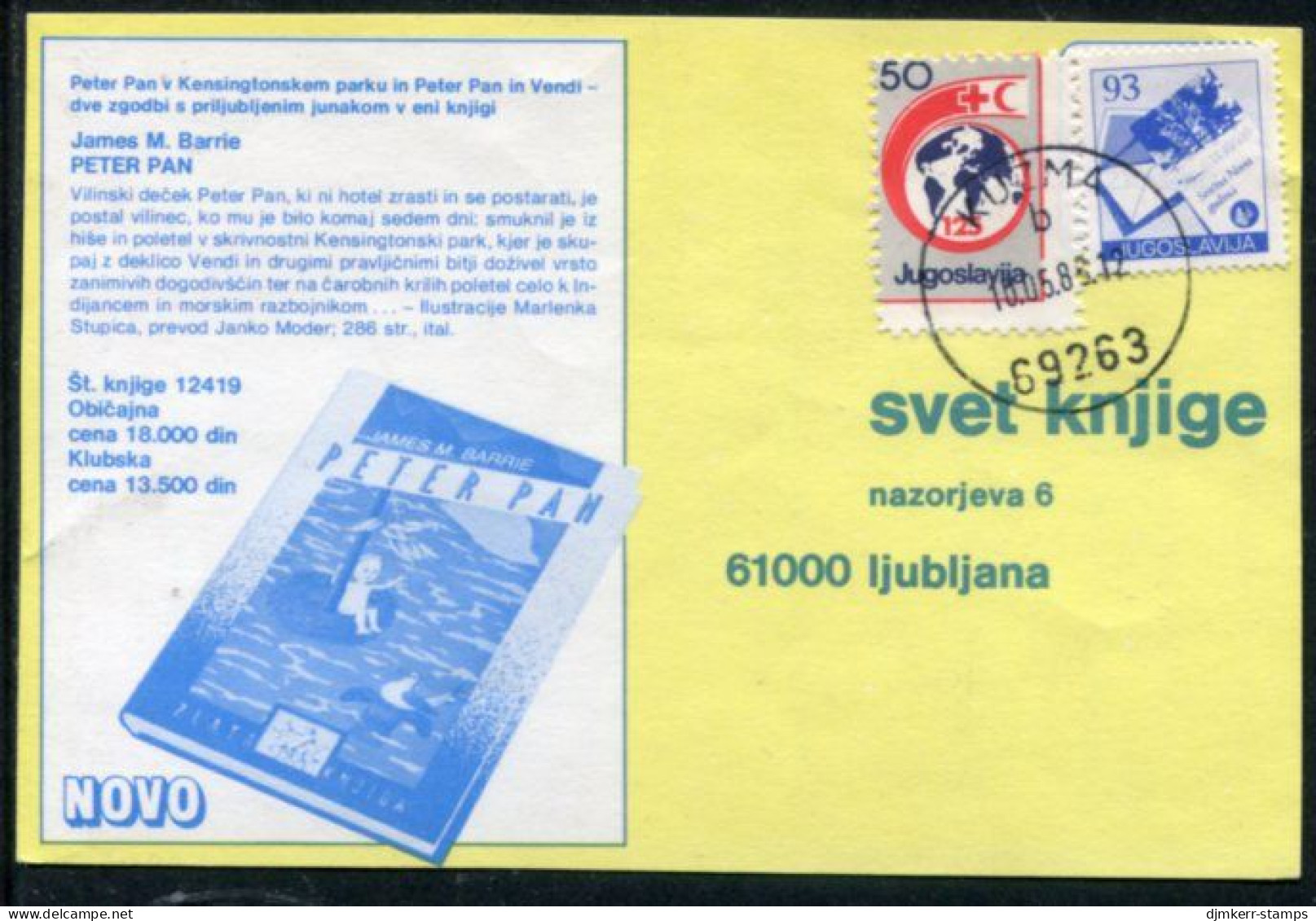 YUGOSLAVIA 1988 Commercial Postcard With Red Cross Week 50d Tax.  Michel ZZM154 - Beneficiencia (Sellos De)
