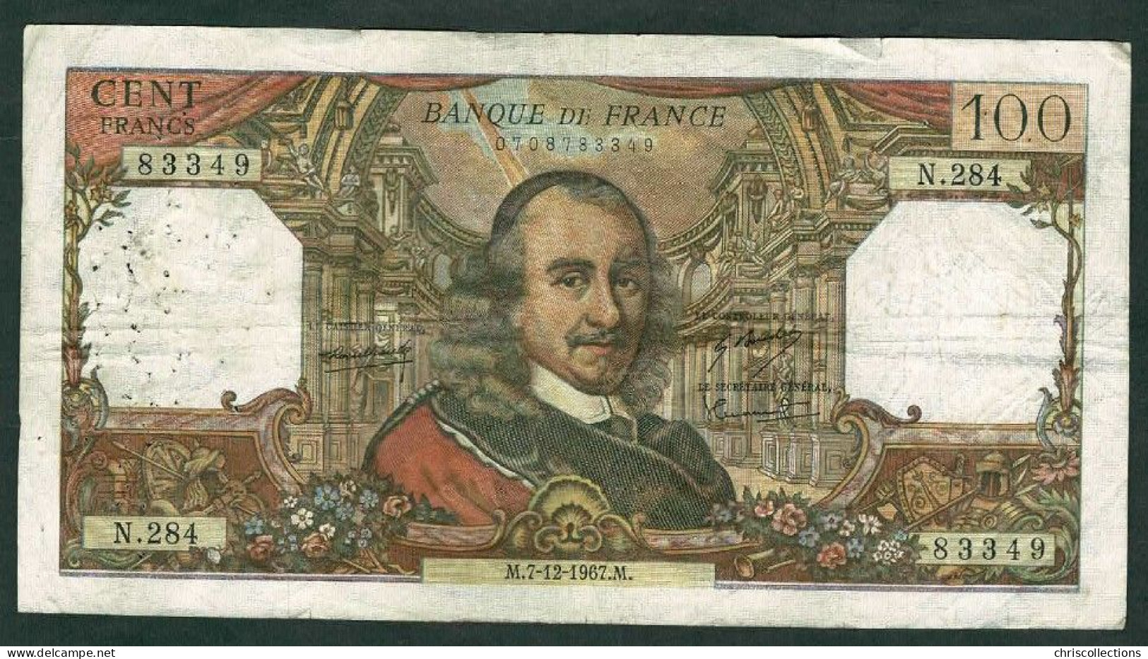 FRANCE - 100 Francs Corneille - 7/12/1967 - TB - F. : 65/19 - N° De Billet : 83349 - 100 F 1964-1979 ''Corneille''