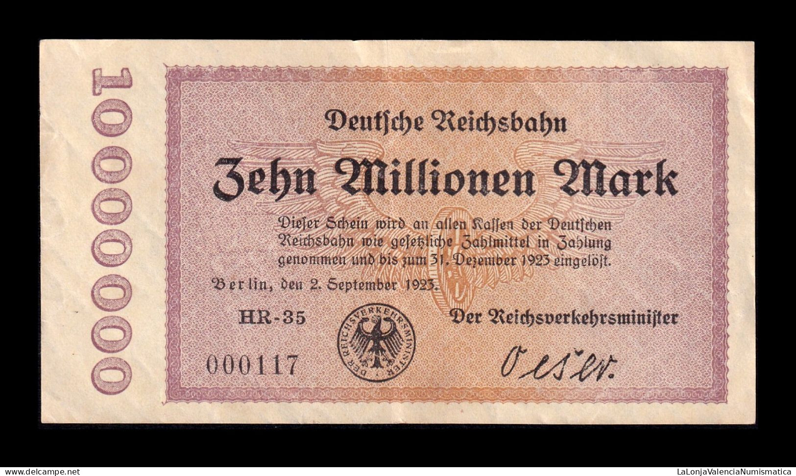 Alemania Germany 10000000 Mark 1923 Pick S1014 Ebc Xf - 10 Mio. Mark