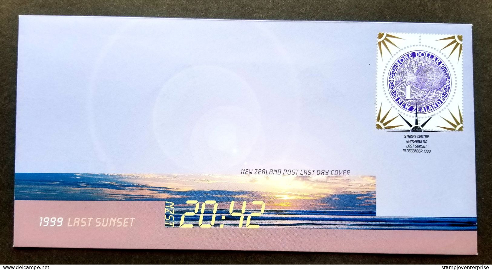 New Zealand Last Sunset 1999 Millennium Kiwi Bird (stamp FDC) *odds Shape *unusual - Briefe U. Dokumente