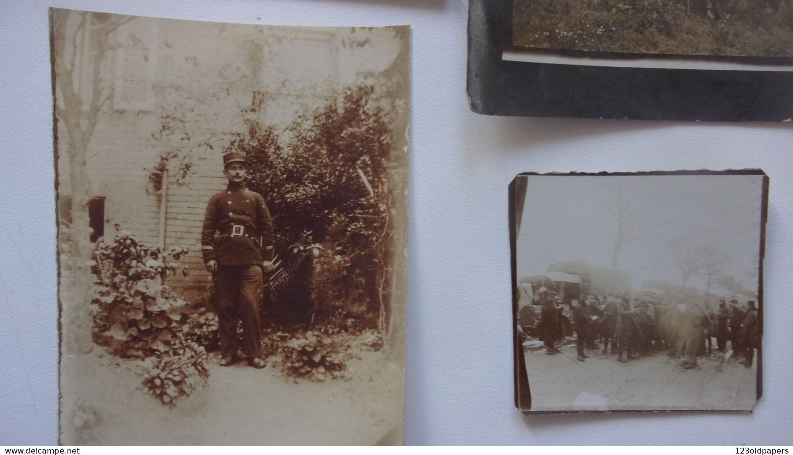 WWI LOT DE 9 PHOTOS ORIGINALES GUERRE CONVOI AUTOMOBILE SOLDATS SCENE DE VIE - Guerra, Militari