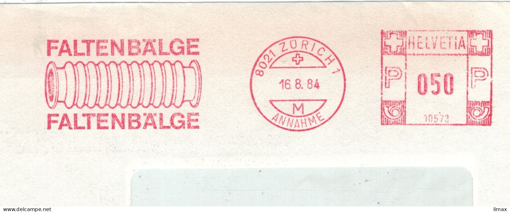 8021 Zürich 1984 Annahme Faltenbälge No. 10573 - Aufsatz Für Fotoapparate Nahaufnahmen - Frankiermaschinen (FraMA)