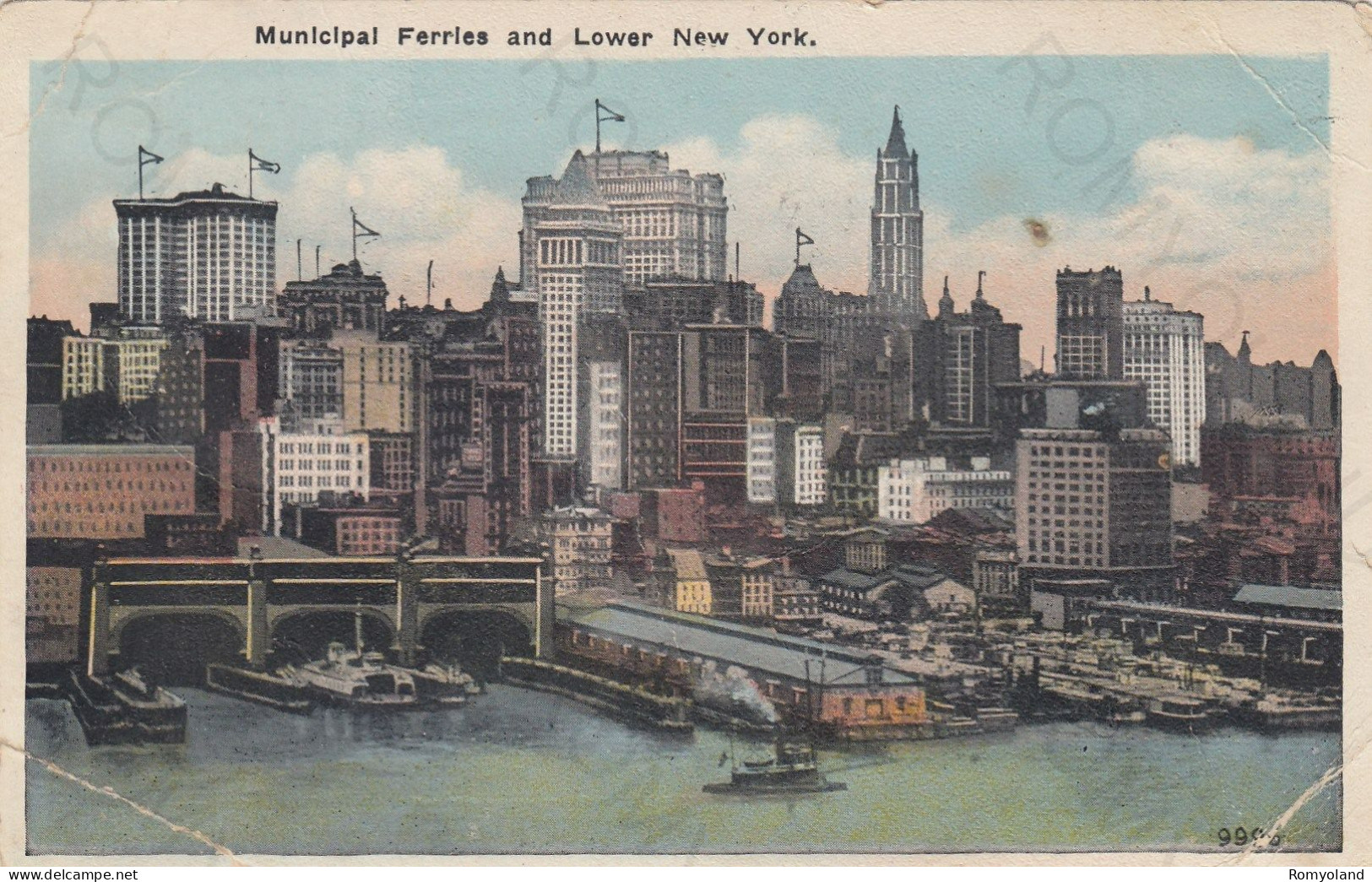 CARTOLINA  NEW YORK CITY,NEW YORK,STATI UNITI-MUNICIPAL FERRIES AND LOWER NEW YORK-VIAGGIATA 1927 - Panoramic Views