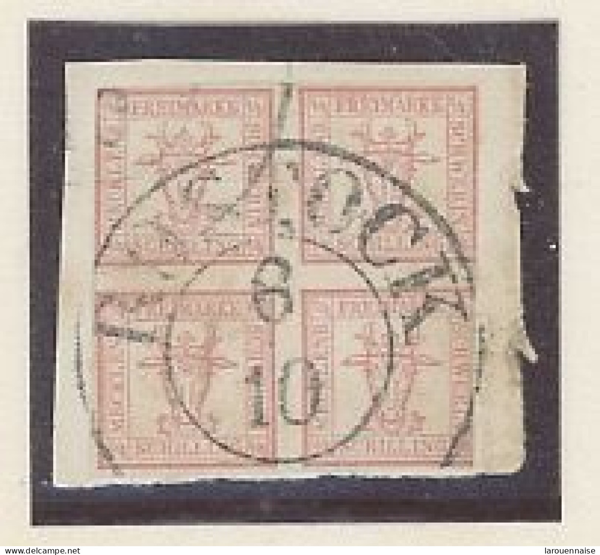 ALLEMAGNE -MECKLENBOURG -SCHWERIN -1856-N°1 -4/4 ROUGE -Obl /Petit Fragment -Etat B ( Au Filet ) - Mecklenbourg-Schwerin