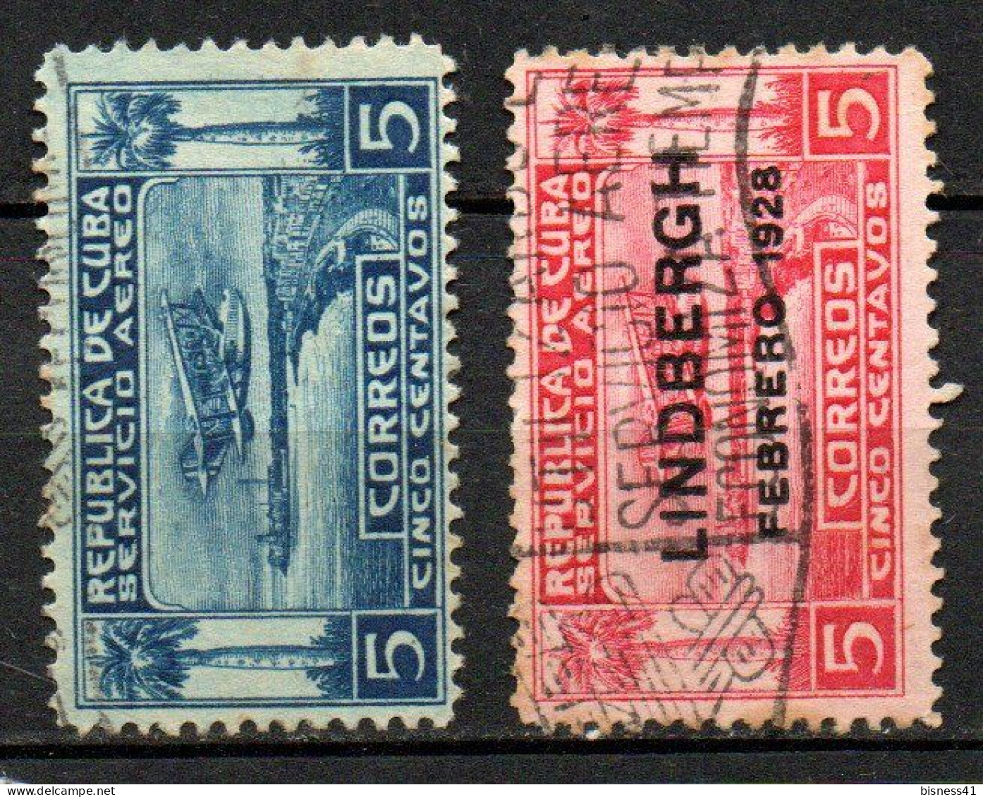 Col33 Cuba  Aerien 1927 N° 1 & 2 Oblitéré Cote : 5,25€ - Poste Aérienne