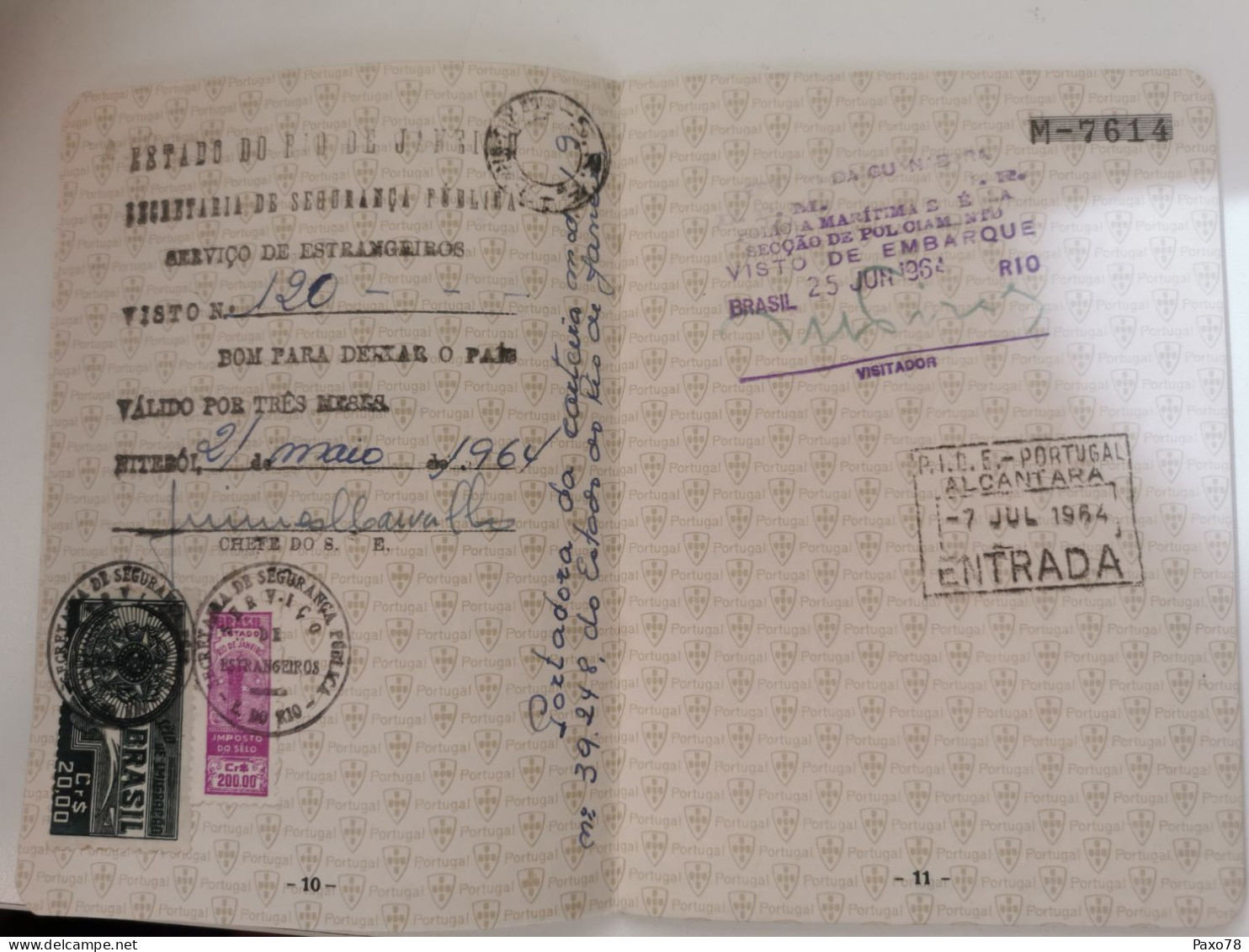 Passaporte Portugal, Selos Taxe Brasil 1963 - Cartas & Documentos