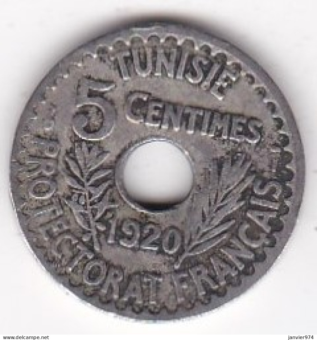 Protectorat Français . 5 Centimes 1920 -  HA 1338, Grand Module,, En Cupro Nickel, Lec# 85 - Túnez
