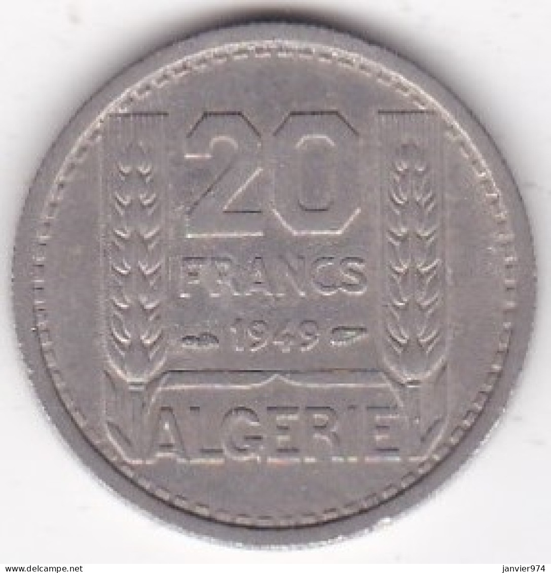 Algerie. Protectorat Français 20 Francs Turin 1949, Cupronickel , KM# 48 - Algérie