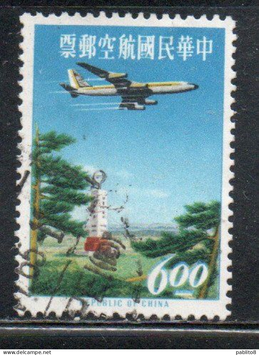 CHINA REPUBLIC CINA TAIWAN FORMOSA 1963 AIR POST MAIL AIRMAIL JET OVER TROPIC OF CANCER MONUMENT 6$ USED USATO OBLITERE' - Luchtpost