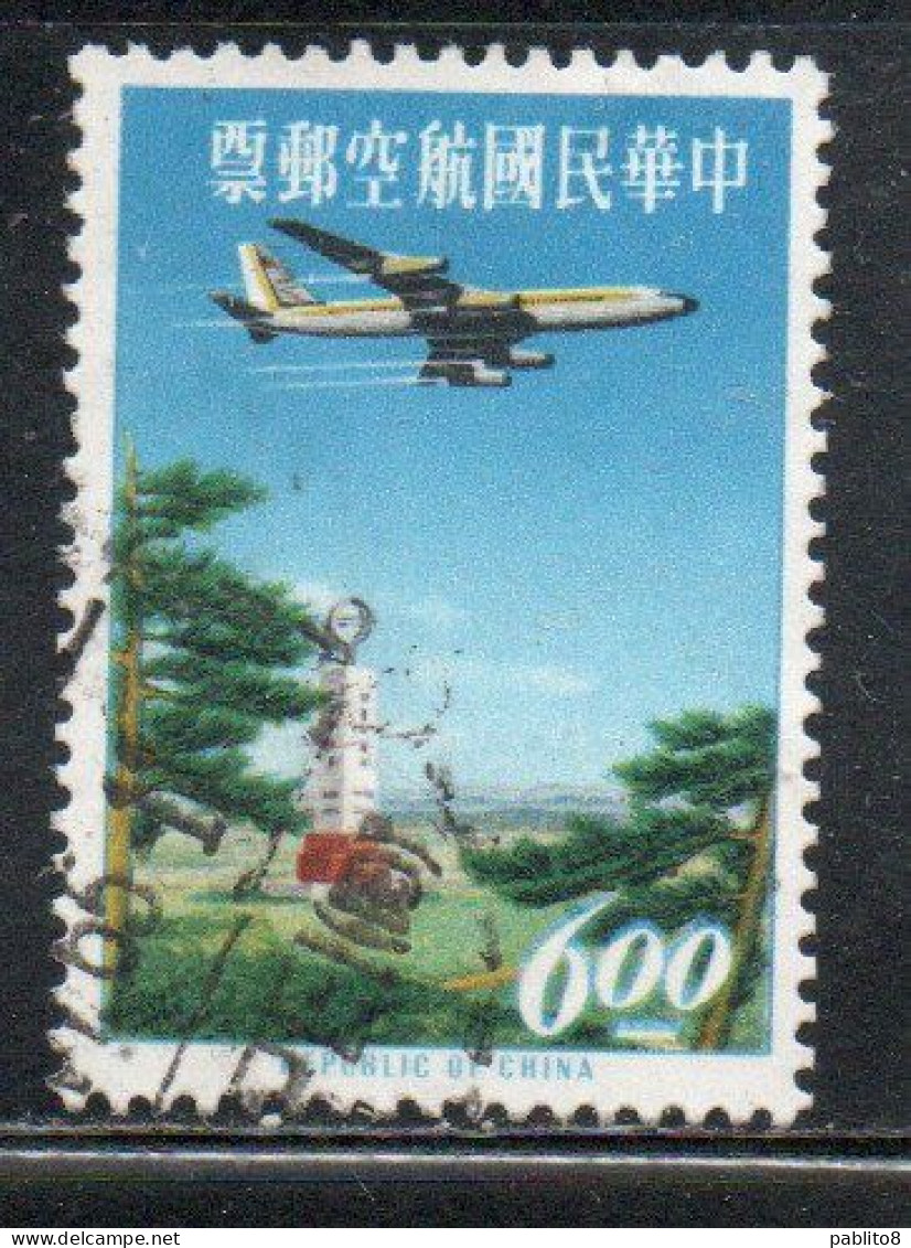 CHINA REPUBLIC CINA TAIWAN FORMOSA 1963 AIR POST MAIL AIRMAIL JET OVER TROPIC OF CANCER MONUMENT 6$ USED USATO OBLITERE' - Poste Aérienne