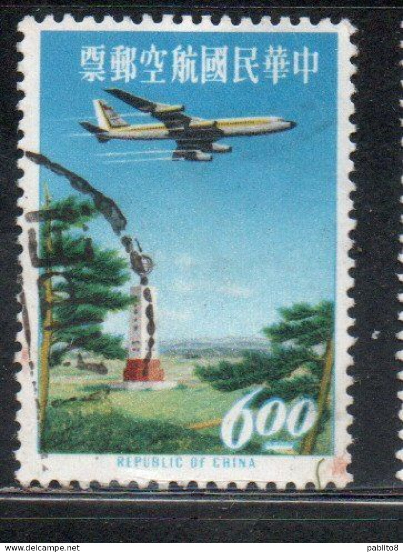 CHINA REPUBLIC CINA TAIWAN FORMOSA 1963 AIR POST MAIL AIRMAIL JET OVER TROPIC OF CANCER MONUMENT 6$ USED USATO OBLITERE' - Poste Aérienne