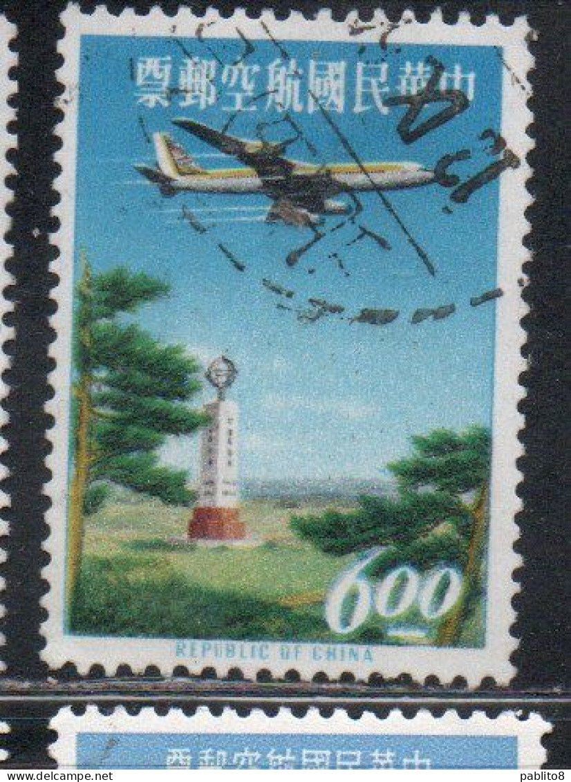 CHINA REPUBLIC CINA TAIWAN FORMOSA 1963 AIR POST MAIL AIRMAIL JET OVER TROPIC OF CANCER MONUMENT 6$ USED USATO OBLITERE' - Posta Aerea