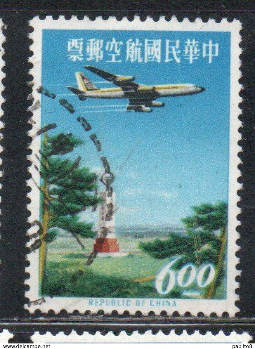 CHINA REPUBLIC CINA TAIWAN FORMOSA 1963 AIR POST MAIL AIRMAIL JET OVER TROPIC OF CANCER MONUMENT 6$ USED USATO OBLITERE' - Airmail