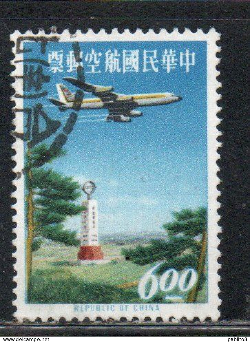 CHINA REPUBLIC CINA TAIWAN FORMOSA 1963 AIR POST MAIL AIRMAIL JET OVER TROPIC OF CANCER MONUMENT 6$ USED USATO OBLITERE' - Luchtpost